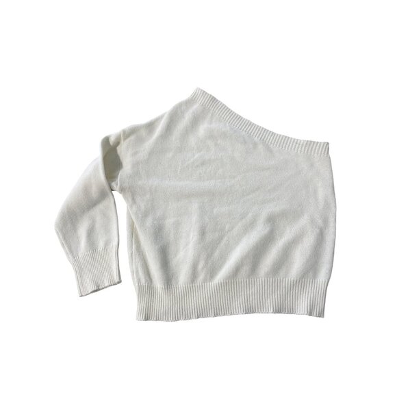 Dèluc Crop Top Size Large One Shoulder Sweater Off White Knit Minimalist Modern - Picture 1 of 7
